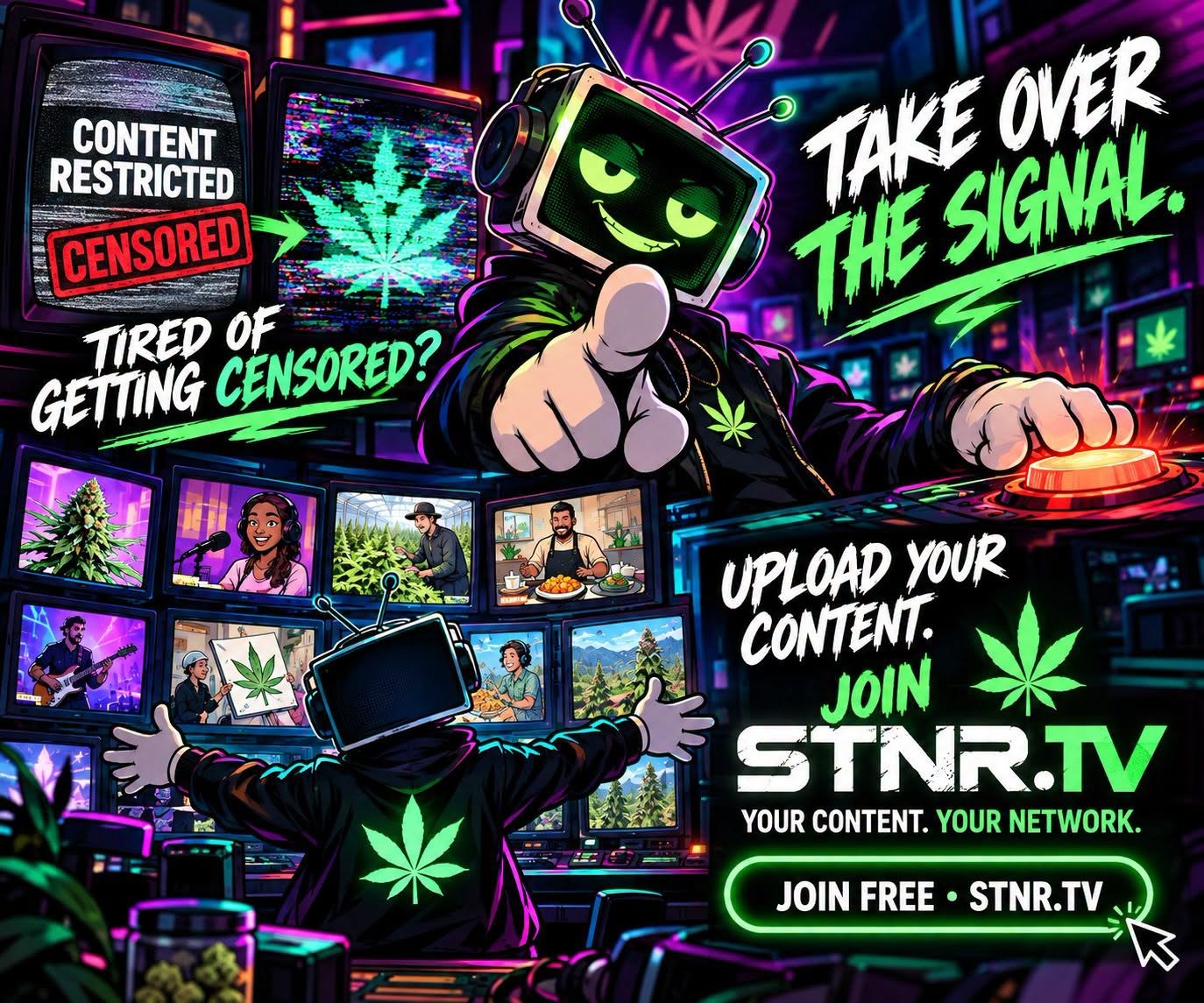 Take over the signal. Upload your content and join STNR.TV.